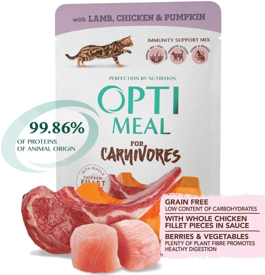 OPTIMEAL adult cats with lamb and chicken fillet in pumpkin jelly 12 x 85 g