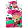 BedTex Obliečka Bavlnené obliečky Mačička v čiapke 140x200 zvieratá biela BedTex Obliečka Bavlnené obliečky Mačička v čiapke 140x200 zvieratá biela