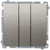 Trojitý spínač, (prístroj s krytom), 10AX, pružinové svorky,, saténový, metalizovaný Trojitý spínač, (prístroj s krytom), 10AX, pružinové svorky,, saténový, metalizovaný