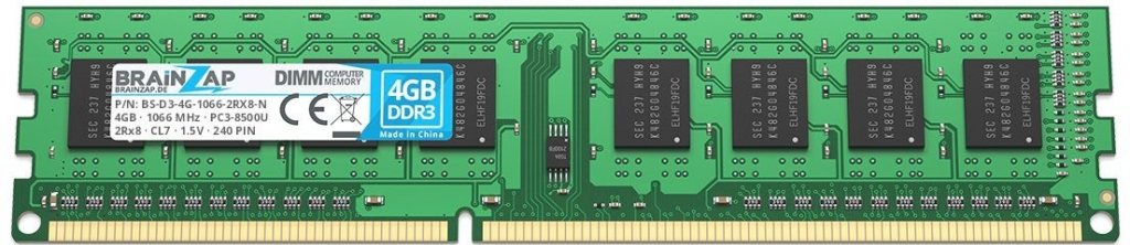 Brainzap DDR3 4GB 1066MHz CL7 PC3-8500U