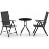 VidaXL 3-dielna bistro súprava nábytku, hliník a textilen, čierna VidaXL 3-dielna bistro súprava nábytku, hliník a textilen, čierna