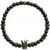 Glosery náramok Korunka a stopery s čiernymi zirkónmi, korálky z chirurgickej ocele, lesklý čierny achát 6mm Farba: čierna, Obvod zápästia: XXL 20 cm Glosery náramok Korunka a stopery s čiernymi zirkónmi, korálky z chirurgickej ocele, lesklý čierny achát 6mm Farba: čierna, Obvod zápästia: XXL 20 cm