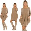 Fashionweek pohodlné teplákové šaty s vreckami Oversized MF853 Camel