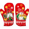 Vianočná Kuchynská chňapka - súprava 2ks rukavica s Vianočným motívom - SNEHULIAK a TROL červená Vianočná Kuchynská chňapka - súprava 2ks rukavica s Vianočným motívom - SNEHULIAK a TROL červená