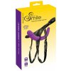 SMILE - pripínací dvojitý dildo s nohavičkami (fialová-čierna) SMILE - pripínací dvojitý dildo s nohavičkami (fialová-čierna)