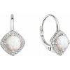 Strieborné náušnice visiace s bielym okrúhlym syntetickým opálom a zirkónmi 11463.1 white Strieborné náušnice visiace s bielym okrúhlym syntetickým opálom a zirkónmi 11463.1 white