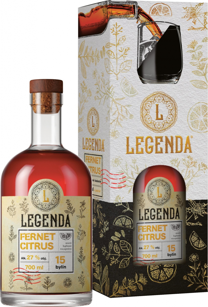 Legenda Fernet Citrus 27% 0,7 l (darčekové balenie 1 pohár)