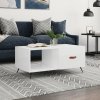 Konferenčný stolík lesklý biely 90x50x40 cm spracované drevo-ForU-829182 Konferenčný stolík lesklý biely 90x50x40 cm spracované drevo-ForU-829182