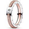 Prsteň PANDORA Pozlátený Signature Logo a pavé 50 182773C01-50 Prsteň PANDORA Pozlátený Signature Logo a pavé 50 182773C01-50