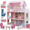 Veľký drevený domček pre bábiky XL ružový – 3 poschodia s nábytkom a balkónom Veľký drevený domček pre bábiky XL ružový – 3 poschodia s nábytkom a balkónom