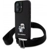 Karl Lagerfeld Saffiano Crossbody Popruh Metal Karl and Choupette Zadní Kryt pro iPhone 16 Plus Black Karl Lagerfeld Saffiano Crossbody Popruh Metal Karl and Choupette Zadní Kryt pro iPhone 16 Plus Black