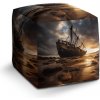 Sablio Taburet Cube Vrak lode pri západe slnka: 40x40x40 cm