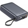 Swissten Power bank 20000 mAh s integrovanými kabely - USB-C, A, Lightning / šedá Swissten Power bank 20000 mAh s integrovanými kabely - USB-C, A, Lightning / šedá