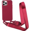 Kryt na iPhone 13 Pro Wide gumový so šnúrkou na krk červený Kryt na iPhone 13 Pro Wide gumový so šnúrkou na krk červený