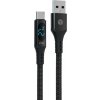 Sturdo textilný kábel Type-C 27W 3A QC 1M s LED displejom, čierny Sturdo textilný kábel Type-C 27W 3A QC 1M s LED displejom, čierny