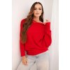 Kesi Dámsky asymetrický batwing sveter viskózový červený Kesi Dámsky asymetrický batwing sveter viskózový červený