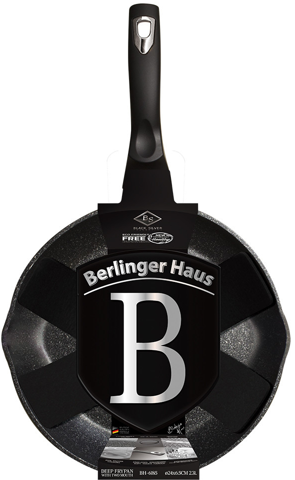 BERLINGERHAUS Panvica hlboká s mramorovým povrchom Black Silver Collection BH-6185 24 cm