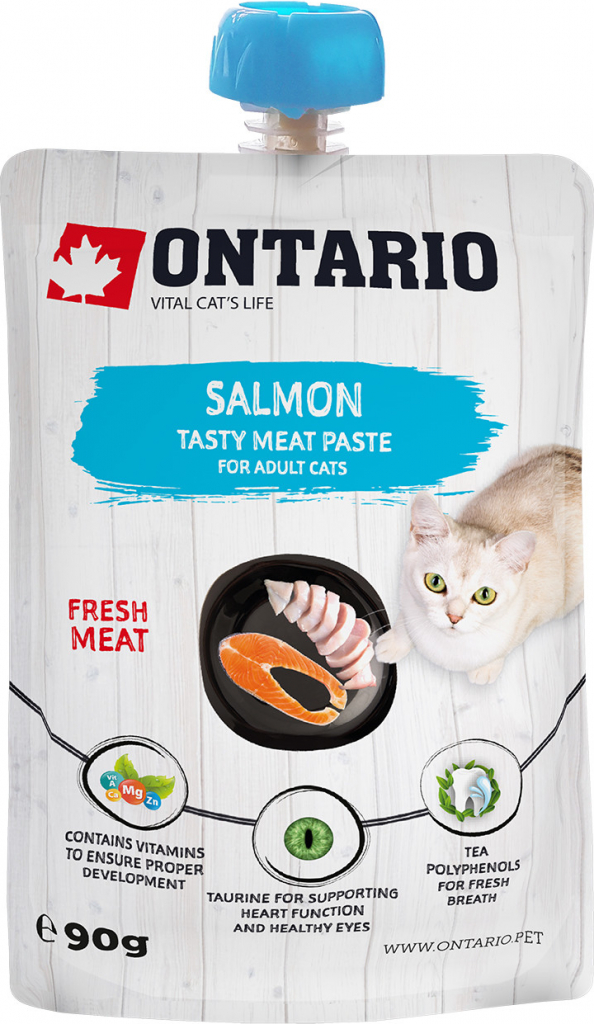 Ontario mäsová pochúťka pre mačky salmon fresh meat paste 90 g