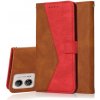 Peňaženkové kožené puzdro Dual-color na Motorola Moto G13 / G23 / G53 5G - Hnedá a Červená Peňaženkové kožené puzdro Dual-color na Motorola Moto G13 / G23 / G53 5G - Hnedá a Červená