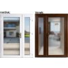 Lacné dvojkrídlové vchodové dvere plastové Soft 3/3 sklo Krizet, Zlatý dub/Biela, 150x200 cm, ľavé