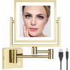 Zrkadlo na líčenie RECKODOR s osvetlením, 3x zoom, štvorcové, Zlaté Zrkadlo na líčenie RECKODOR s osvetlením, 3x zoom, štvorcové, Zlaté