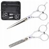 Sada kaderníckych nožníc + efilačné nožnice na prestrihávanie vlasov + hrebeň + puzdro Sada kaderníckych nožníc + efilačné nožnice na prestrihávanie vlasov + hrebeň + puzdro