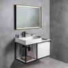 Sapho Kúpeľňový set SKARA 100 skrinka s umývadlom a batériu+zrkadlo čierna mat / biela mat SPH KSET-028