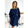 Elegantné šaty NICOLA s pásikom - tmavomodré 287-24 S/M Elegantné šaty NICOLA s pásikom - tmavomodré 287-24 S/M