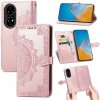 Peňaženkové kožené puzdro MANDALA na Huawei P50 - Ružovozlatá Peňaženkové kožené puzdro MANDALA na Huawei P50 - Ružovozlatá
