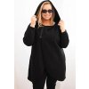 Kesi Dámska mikina Plus Size zateplená s kapucou a asymetrickým zipsom čierna
