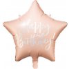 PartyDeco Fóliový balón Hviezda Happy Birthday svetloružový 40cm PartyDeco Fóliový balón Hviezda Happy Birthday svetloružový 40cm