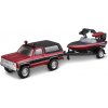 Maisto Design Tow+Go Chevy K5 Blazer & Trailer w/ Ski Boat 1:64 Maisto Design Tow+Go Chevy K5 Blazer & Trailer w/ Ski Boat 1:64