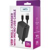 Sieťová nabíjačka SETTY 1× USB 3A čierna + microUSB kábel 1 m Sieťová nabíjačka SETTY 1× USB 3A čierna + microUSB kábel 1 m