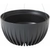 HowHomely ZÁVESNÝ PLASTOVÝ KVETINÁČ STRIPPED ECO 14X24 CM ANTRACITOVÁ