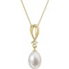 Evolution Group Moderný zlatý náhrdelník s pravou riečnou perlou a briliantom 92PB00034
