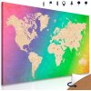 Obraz na korku mapa sveta s dúhovým pozadím Obraz na korku mapa sveta s dúhovým pozadím