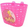 Košík predný plast na detský bicykel, ružový Tweety Košík predný plast na detský bicykel, ružový Tweety
