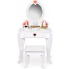 Veľký drevený detský toaletný stolík so zrkadlom pre dievčatá od ECOTOYS Veľký drevený detský toaletný stolík so zrkadlom pre dievčatá od ECOTOYS