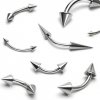 Šperky eshop - Oceľový piercing striebornej farby, zahnutá činka ukončená dvoma kužeľmi W14.24 - Rozmer: 1,6 mm x 10 mm x 4x12 mm Šperky eshop - Oceľový piercing striebornej farby, zahnutá činka ukončená dvoma kužeľmi W14.24 - Rozmer: 1,6 mm x 10 mm x 4x12 mm