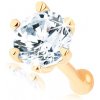 Šperky eshop - Rovný piercing do nosa v žltom 14K zlate - okrúhly zirkón čírej farby S2GG96.16 Šperky eshop - Rovný piercing do nosa v žltom 14K zlate - okrúhly zirkón čírej farby S2GG96.16