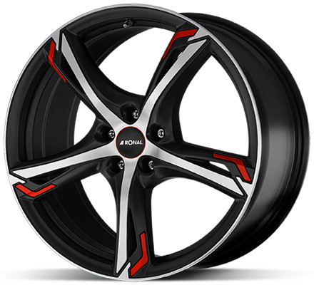 Ronal R62 7,5x17 5x112 ET52 black polished red