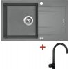 Granitový drez s batériou LINEA 780 XC 480 x 780 mm titanium G4372XC + batéria Vitalia čierna mat Granitový drez s batériou LINEA 780 XC 480 x 780 mm titanium G4372XC + batéria Vitalia čierna mat