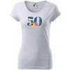 Kvetinové číslo kreslené - 50 - Dámske tričko Pure - 3XL ( Svetlosivý melír ) Kvetinové číslo kreslené - 50 - Dámske tričko Pure - 3XL ( Svetlosivý melír )