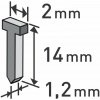 EXTOL PREMIUM 8852405 hřebíky, balení 1000ks, 14mm, 2,0x0,52x1,2mm