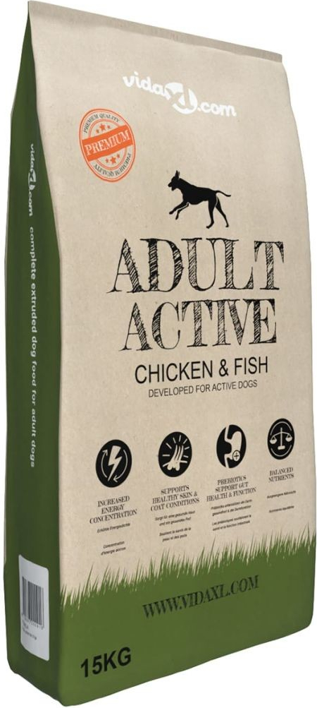 vidaXL Prémiové Adult Active Chicken & Fish 15 kg