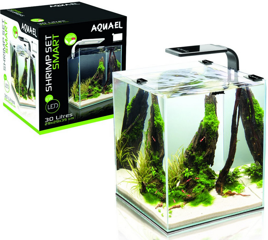Aquael Shrimp Smart akvarijný set biely 20 x 20 x 25 cm, 10 l