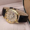 Luxusné unisex mechanické hodinky Skeleton v zlatej farbe Luxusné unisex mechanické hodinky Skeleton v zlatej farbe