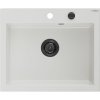 Mexen Elix granitový kuchynský drez s 1 komorou 600 x 500 mm, biely, čierny sifón - 6525601005-20-B Mexen Elix granitový kuchynský drez s 1 komorou 600 x 500 mm, biely, čierny sifón - 6525601005-20-B