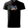 Kvetinové číslo kreslené - 50 - Tričko extra veľké (5-8XL) - 5XL ( Čierna ) Kvetinové číslo kreslené - 50 - Tričko extra veľké (5-8XL) - 5XL ( Čierna )