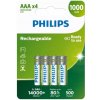 Niklovo-metal hydridová (NiMH) batéria Philips AAA (R3) 1000 mAh 4 ks Niklovo-metal hydridová (NiMH) batéria Philips AAA (R3) 1000 mAh 4 ks